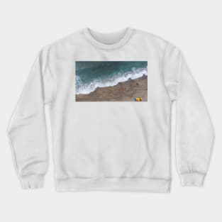 Aerial View Of The Sandy Beach With Ocean Waves Crewneck Sweatshirt